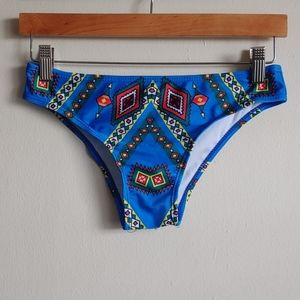 Zaful Blue Aztec Print Bikini Bottom Size Medium